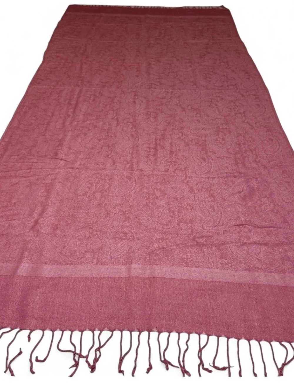 Rose Pink Paisley Pashmina Scarf Wrap Fringe Shawl Light Elegant Evening Stole